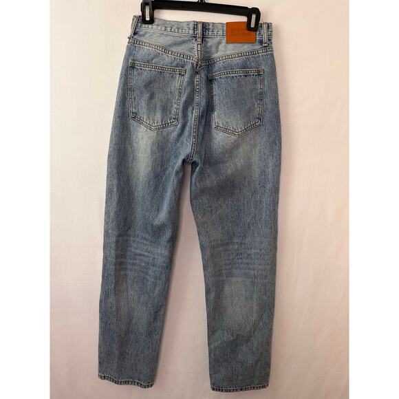 Princess Polly Denim Crossover Waist Denim light Wash Straight Leg Sexy Size 4 - Picture 6 of 7